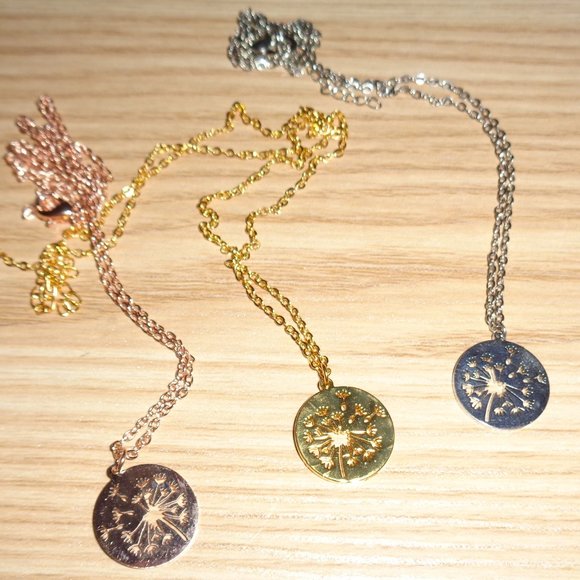Dandelion Stainless Steel Necklace Gold Silver RG - Picture 1 of 8